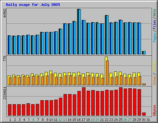 Daily usage for July 2025