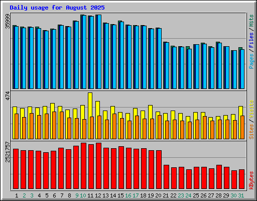 Daily usage for August 2025